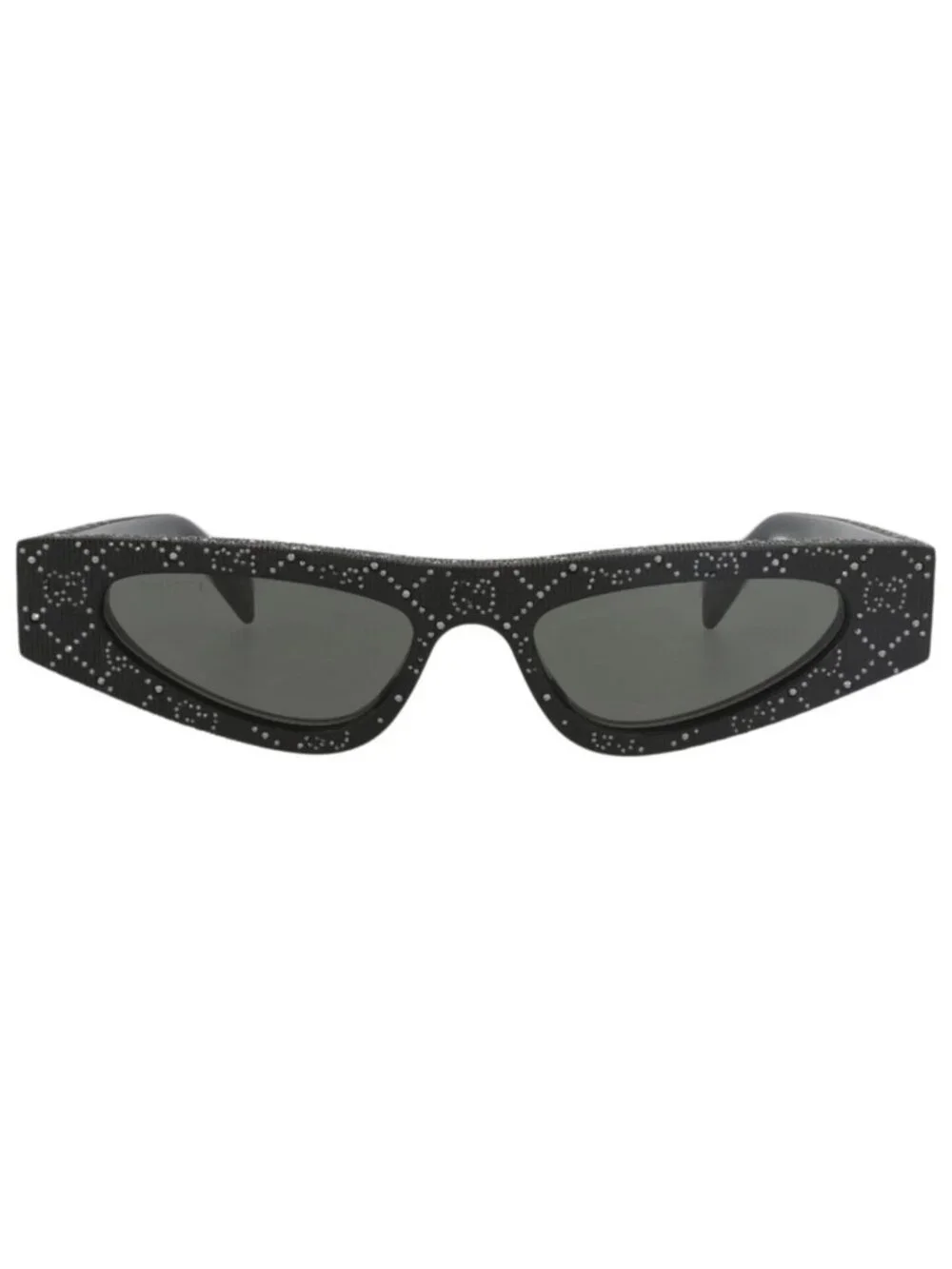 New Gucci Women's Sunglasses Cat Eye Recycled Acetate Frame Black Black Grey